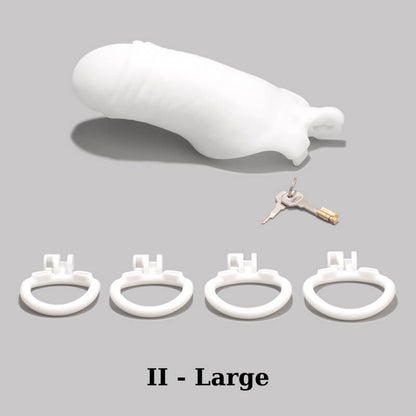 Men's Simulated Penis White Chastity Cage