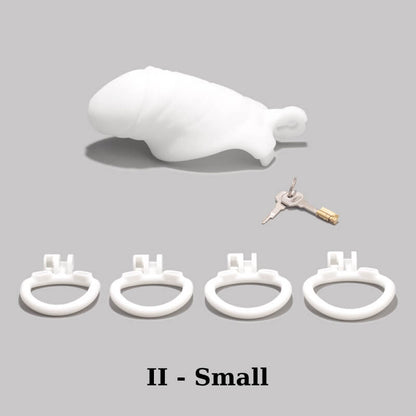 Men's Simulated Penis White Chastity Cage