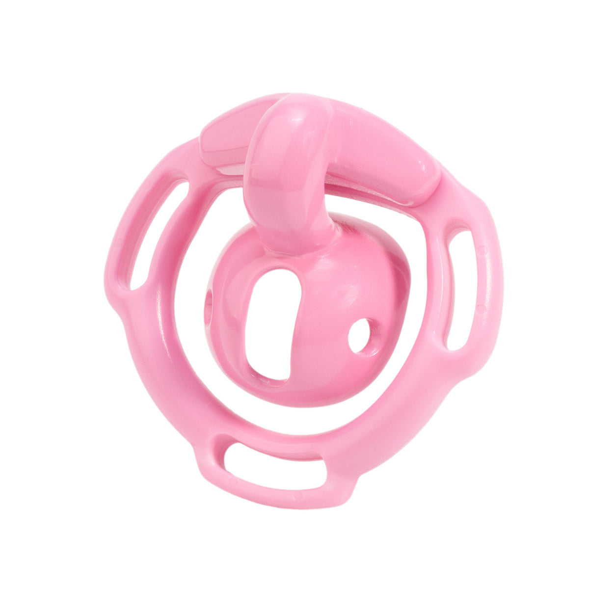 Pink Mini Me negative resin chastity cage front view
