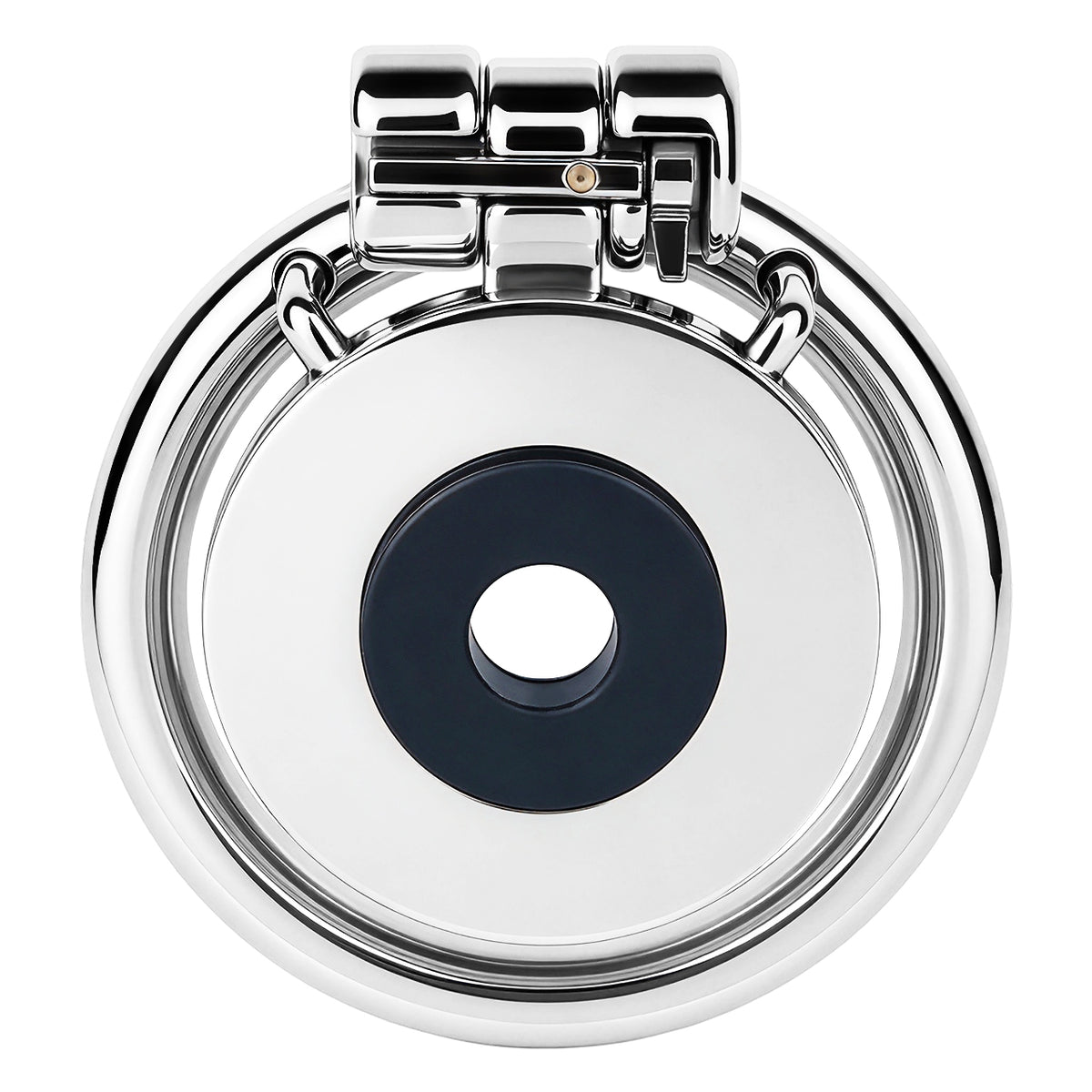 Mirror Polish Flat and Inverted Chastity Cage – flat cage front view with silicone gasket