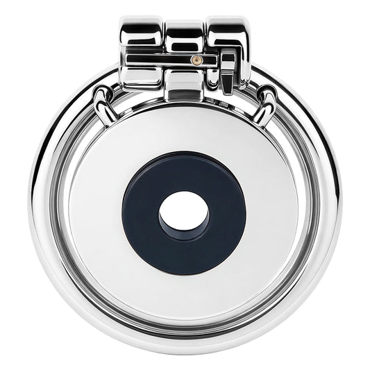 Mirror Polish Flat and Inverted Chastity Cage – flat cage front view with silicone gasket