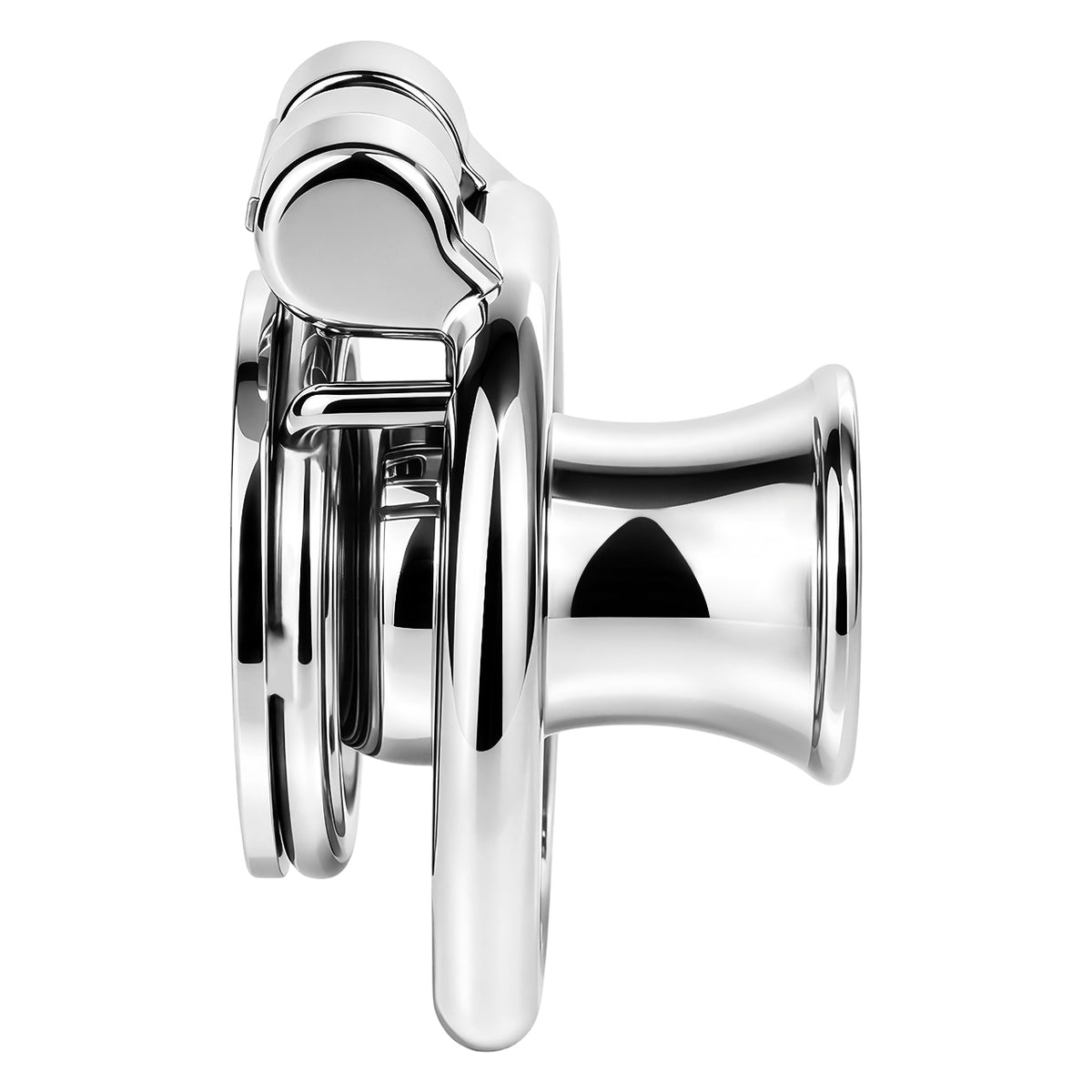 Mirror Polish Flat and Inverted Chastity Cage – medium inverted cage side view