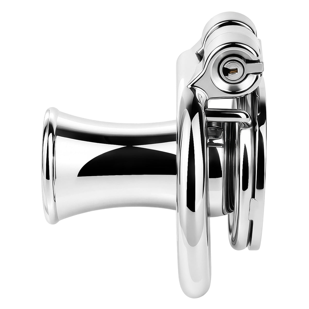 Mirror Polish Flat and Inverted Chastity Cage – long inverted cage side view