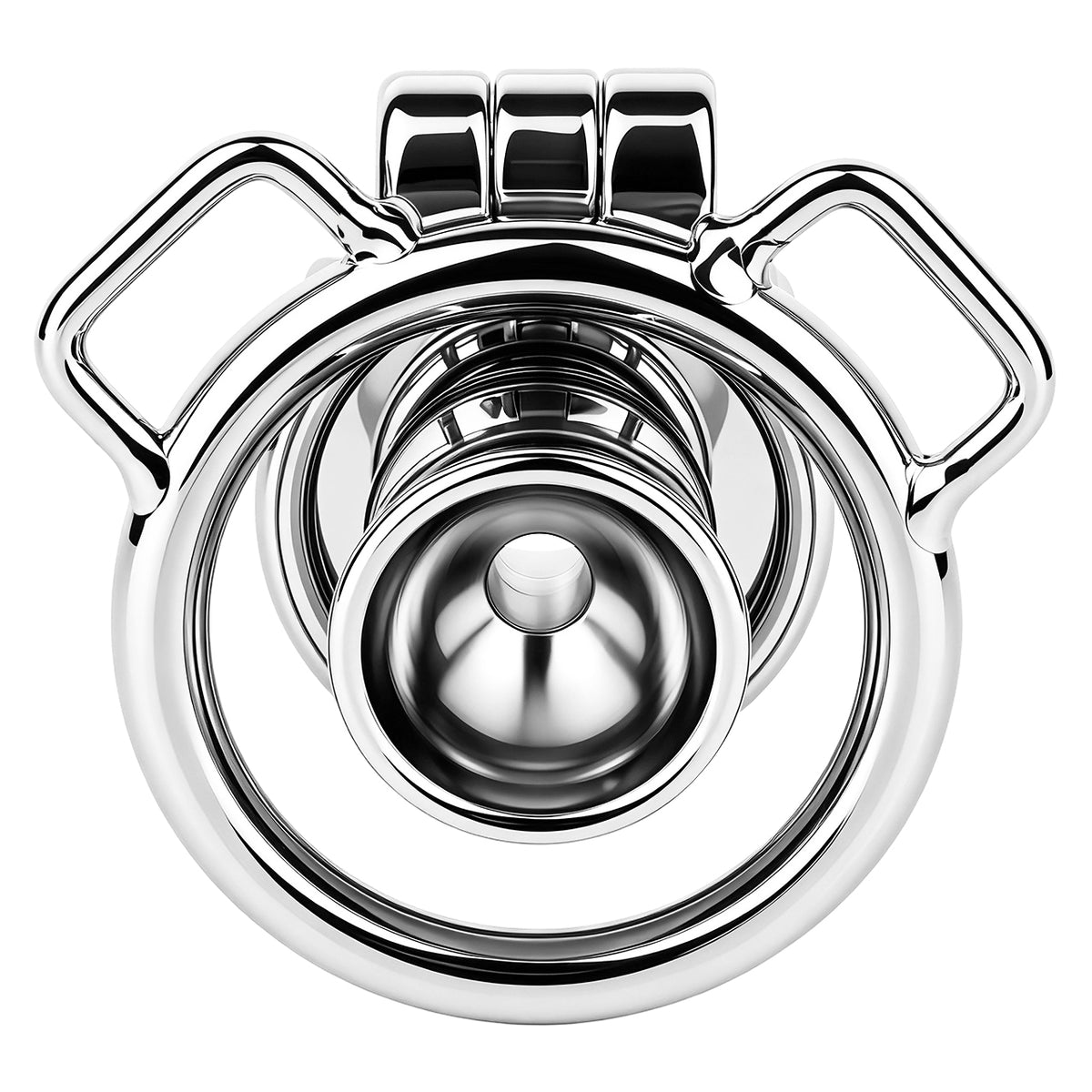 Mirror Polish Flat and Inverted Chastity Cage – Inverted Short (36 mm) rear view without belt