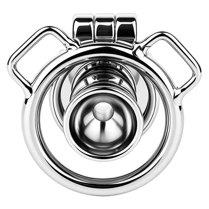 Mirror Polish Flat and Inverted Chastity Cage – Inverted Short (36 mm) rear view without belt