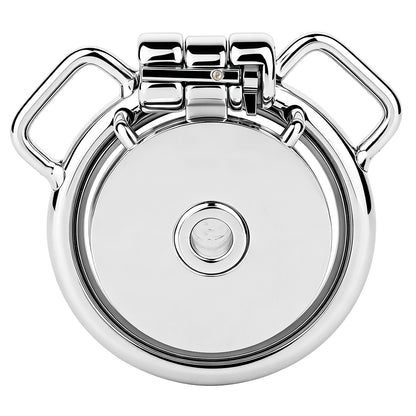 Mirror Polish Flat and Inverted Chastity Cage – Inverted Long (60 mm) front view without belt