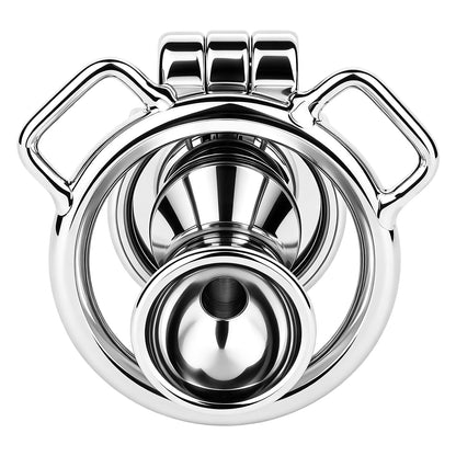 Mirror Polish Flat and Inverted Chastity Cage – Inverted Long (60 mm) rear view without belt