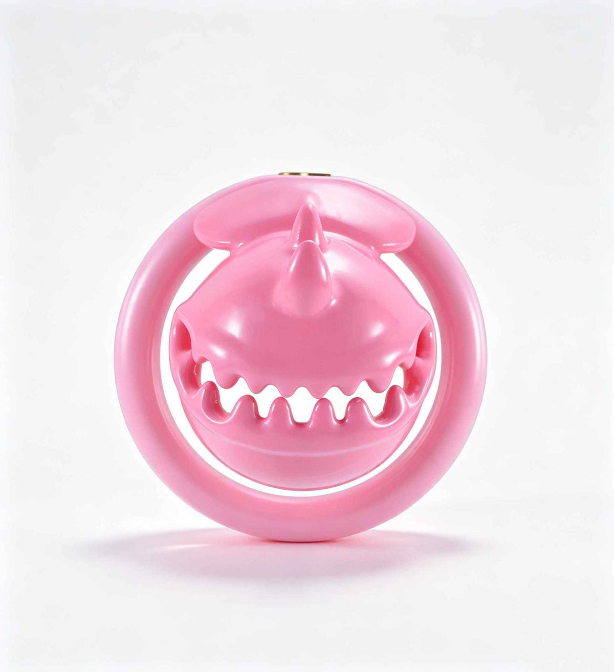 Pink Monster Mouth resin chastity cage, front view