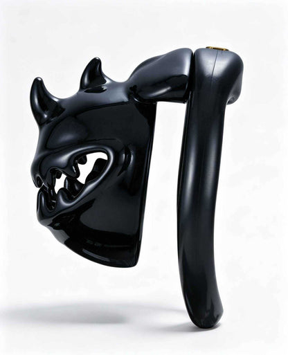 Black Monster Mouth chastity cage, side view