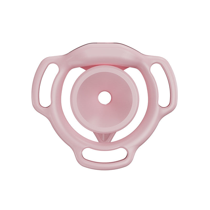 Pink Moon Drop flat chastity cage rear view showing circular cup