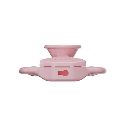 Pink Moon Drop flat chastity cage top view showing lock opening and cup profile