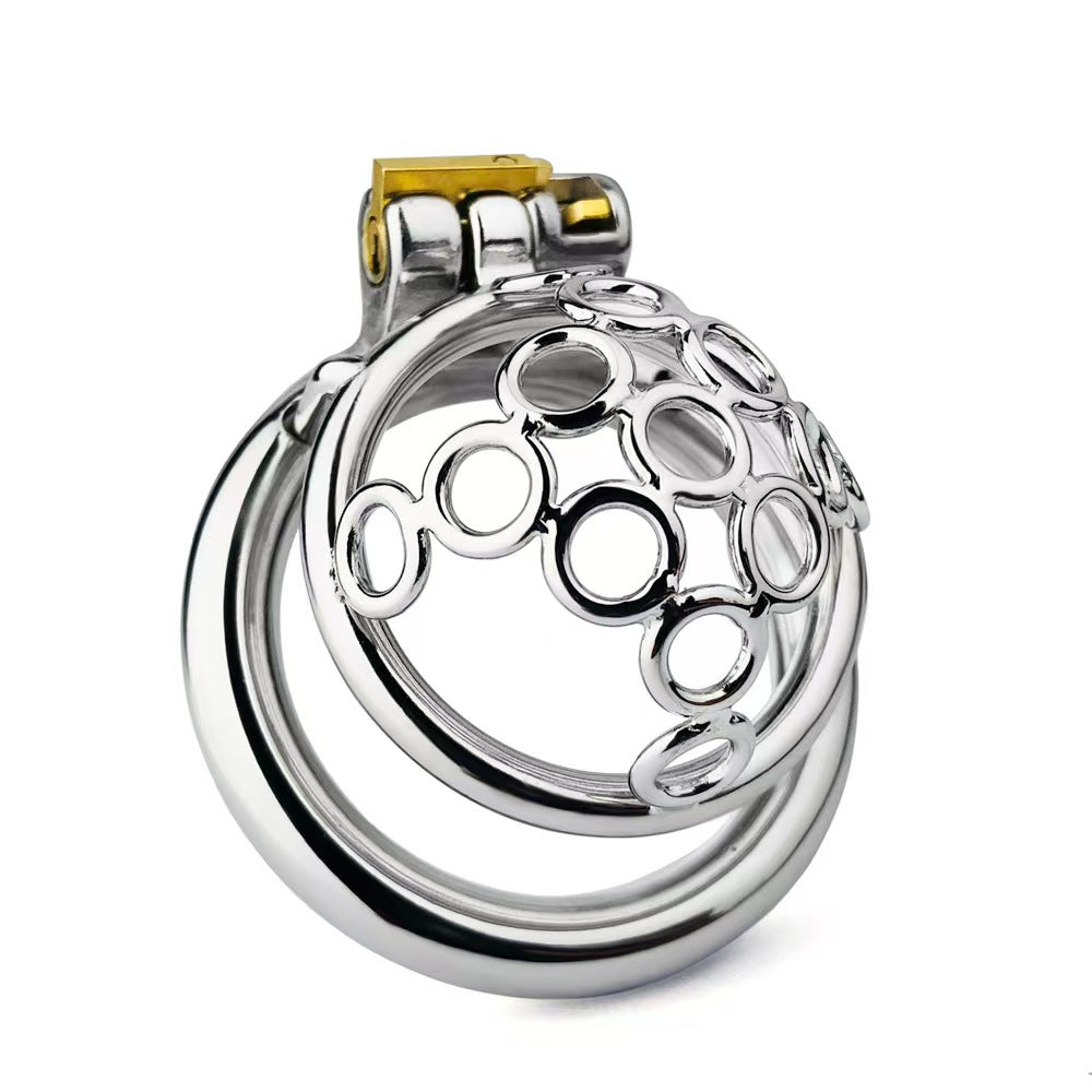 New Metal Welded Circles Chastity Cage