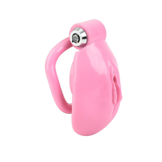One-click Pink Pussy Chastity Cage