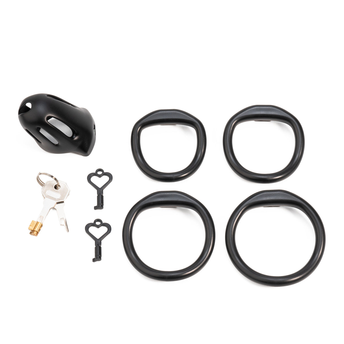 Oval ventilated cage configuration 6 and included accessories