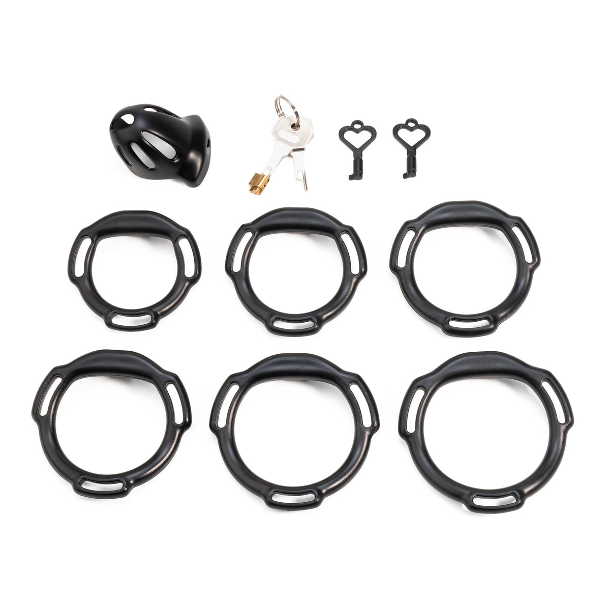 Oval ventilated cage configuration 11 and included accessories
