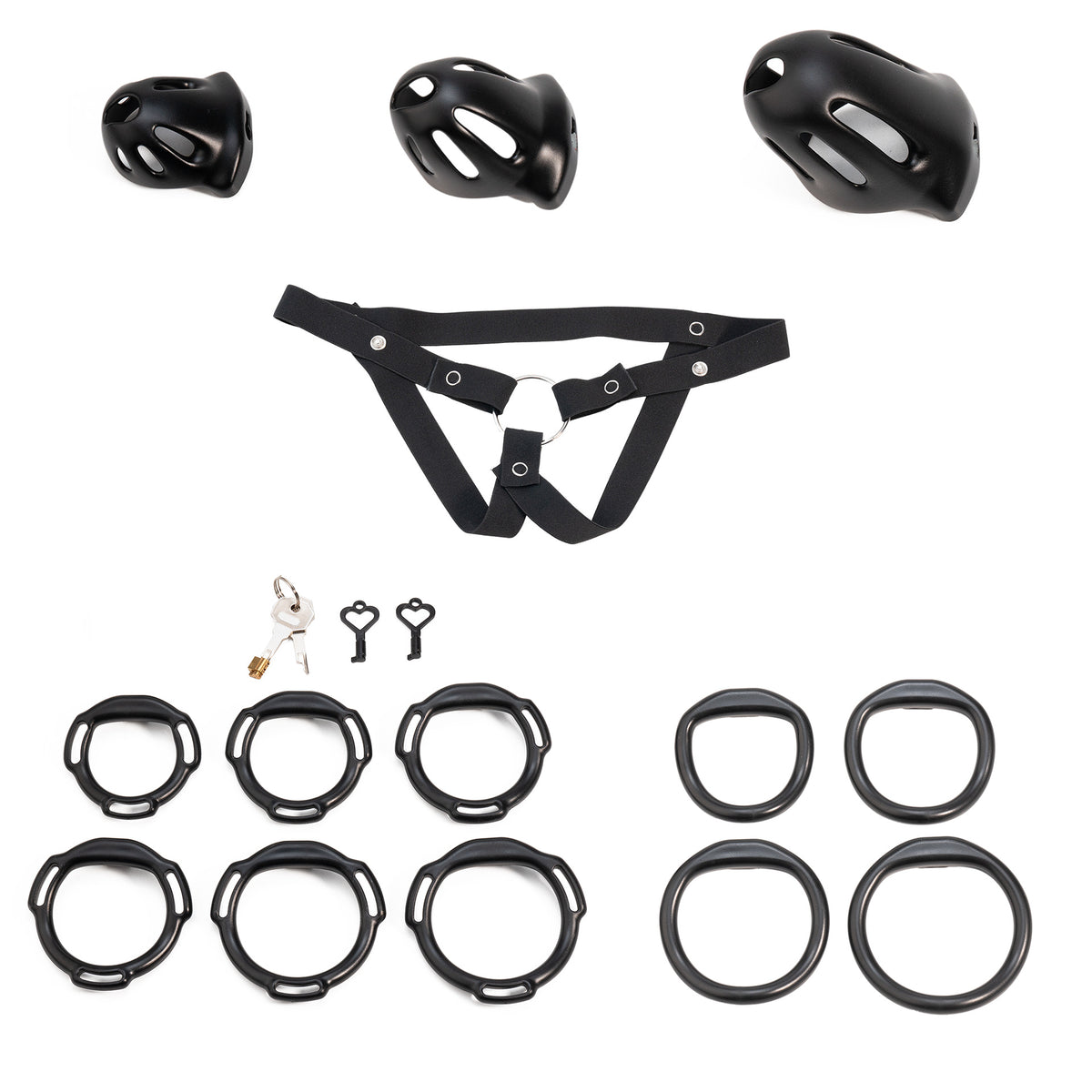 Oval ventilated cage configuration 20 and included accessories