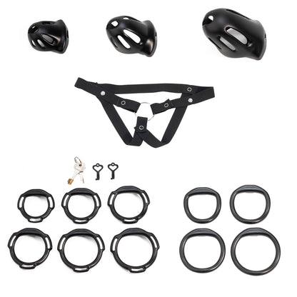 Oval ventilated cage configuration 20 and included accessories