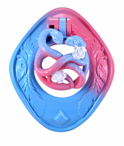 Pastel twin snake flat chastity cage front view