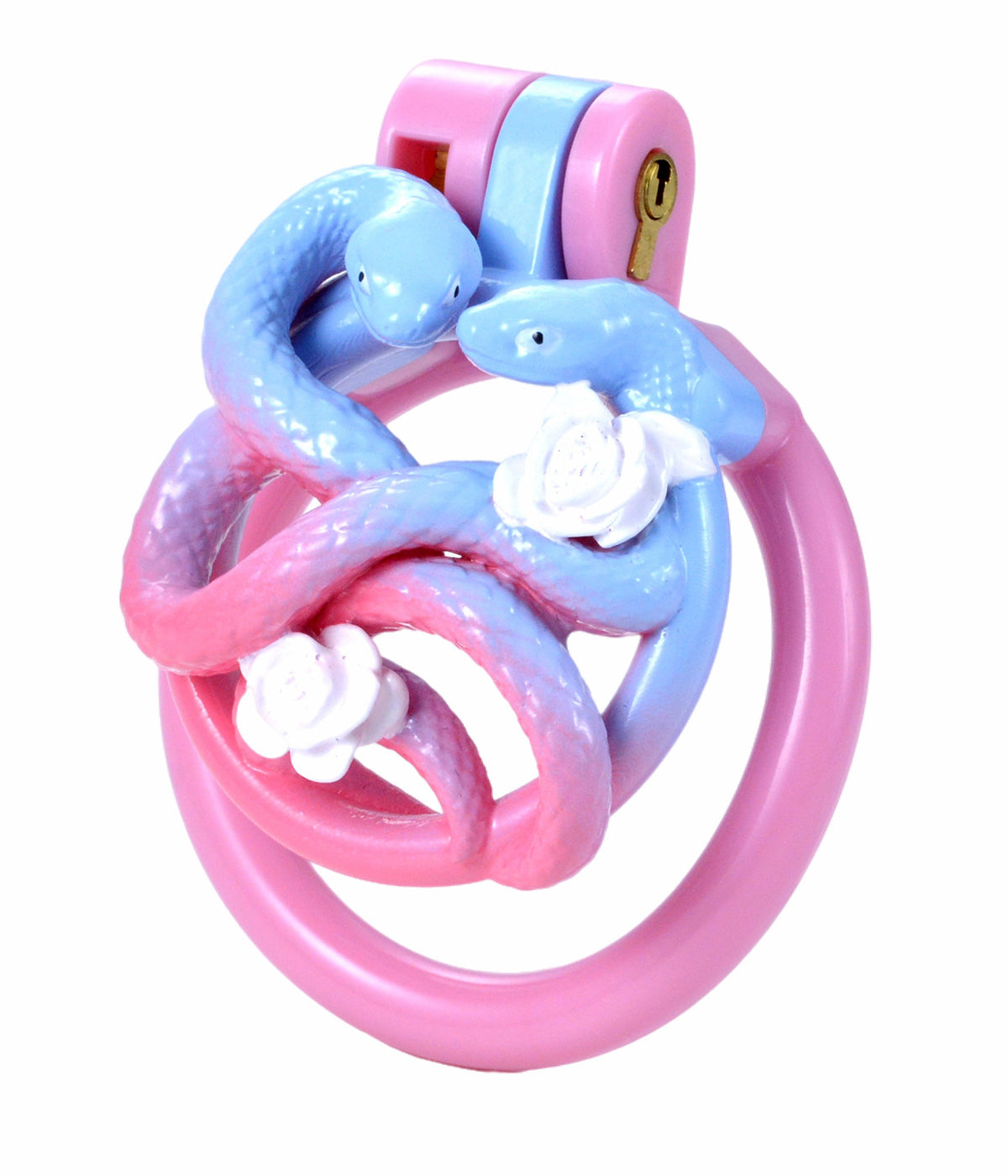 Twin snake cage with pink base ring