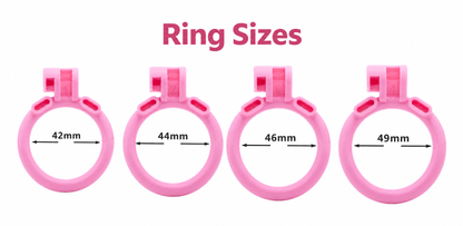 Pink base rings measuring 42 44 46 and 49 mm