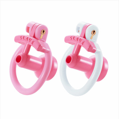 Pink and pink-white negative urethral chastity cages