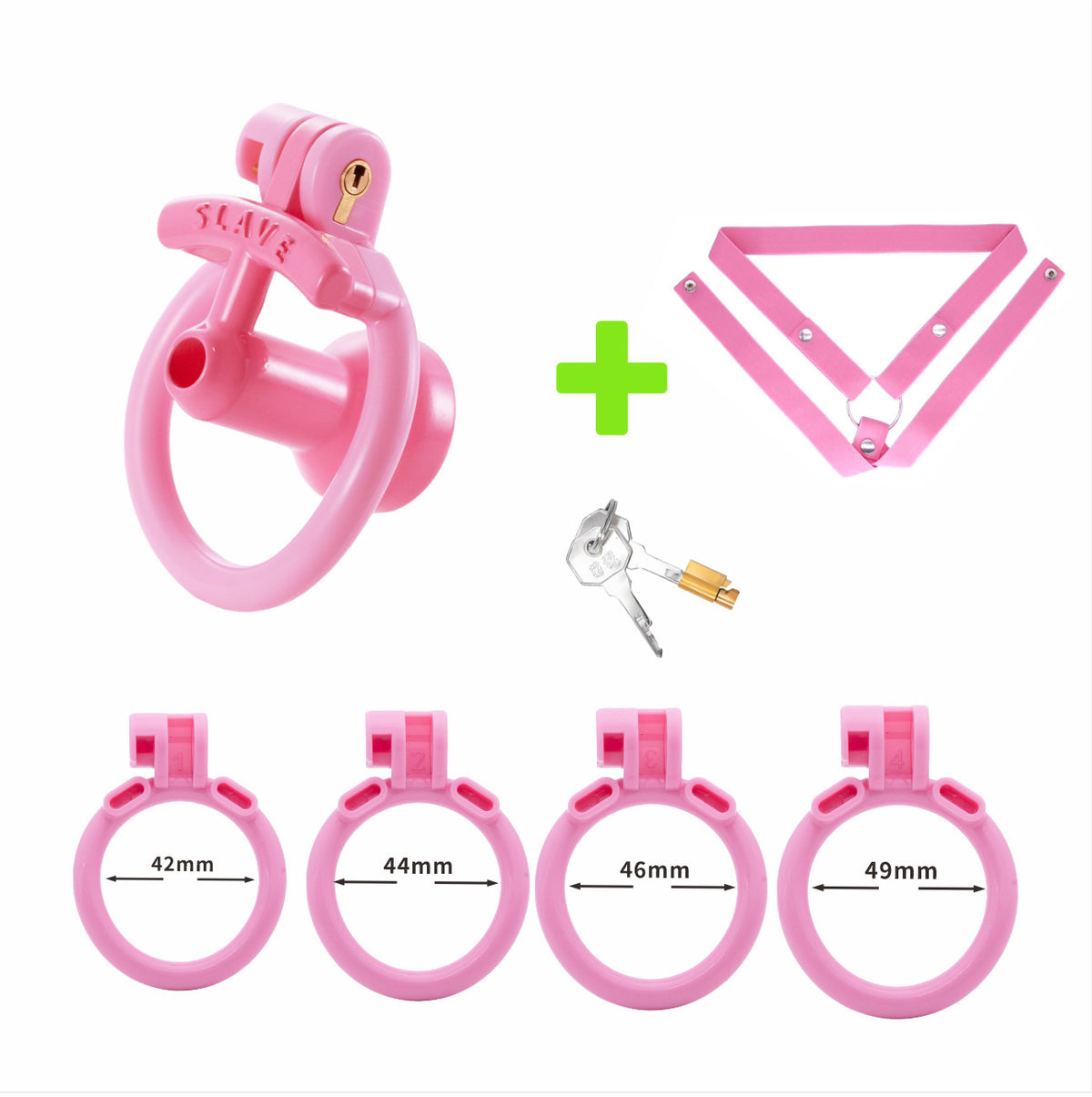Pink negative urethral cage with matching belt