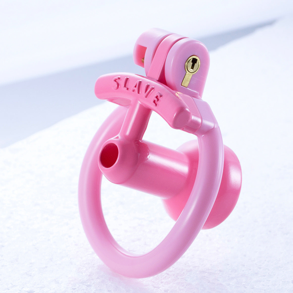 Pink negative urethral chastity cage front view