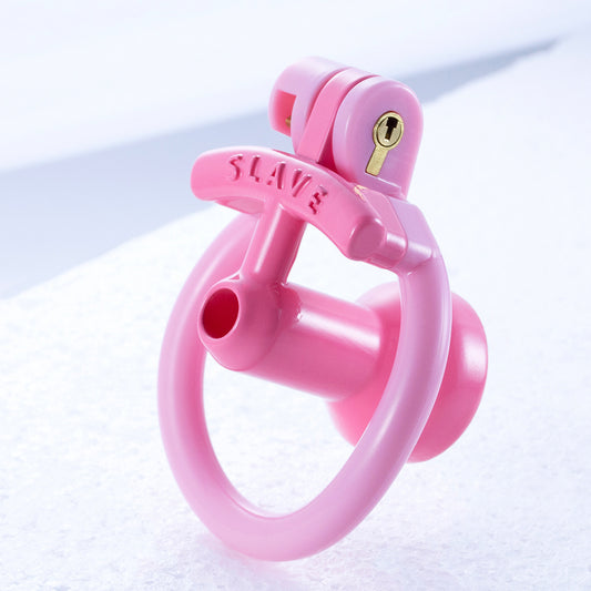 Pink negative urethral chastity cage front view