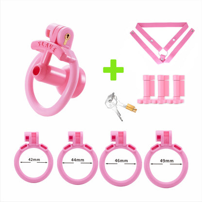 Pink negative urethral cage with belt and security-check lock cores