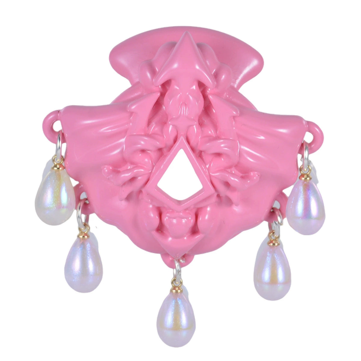Pink Ocean Tears Flat Chastity Cage – pink flat cage sculpted front detail