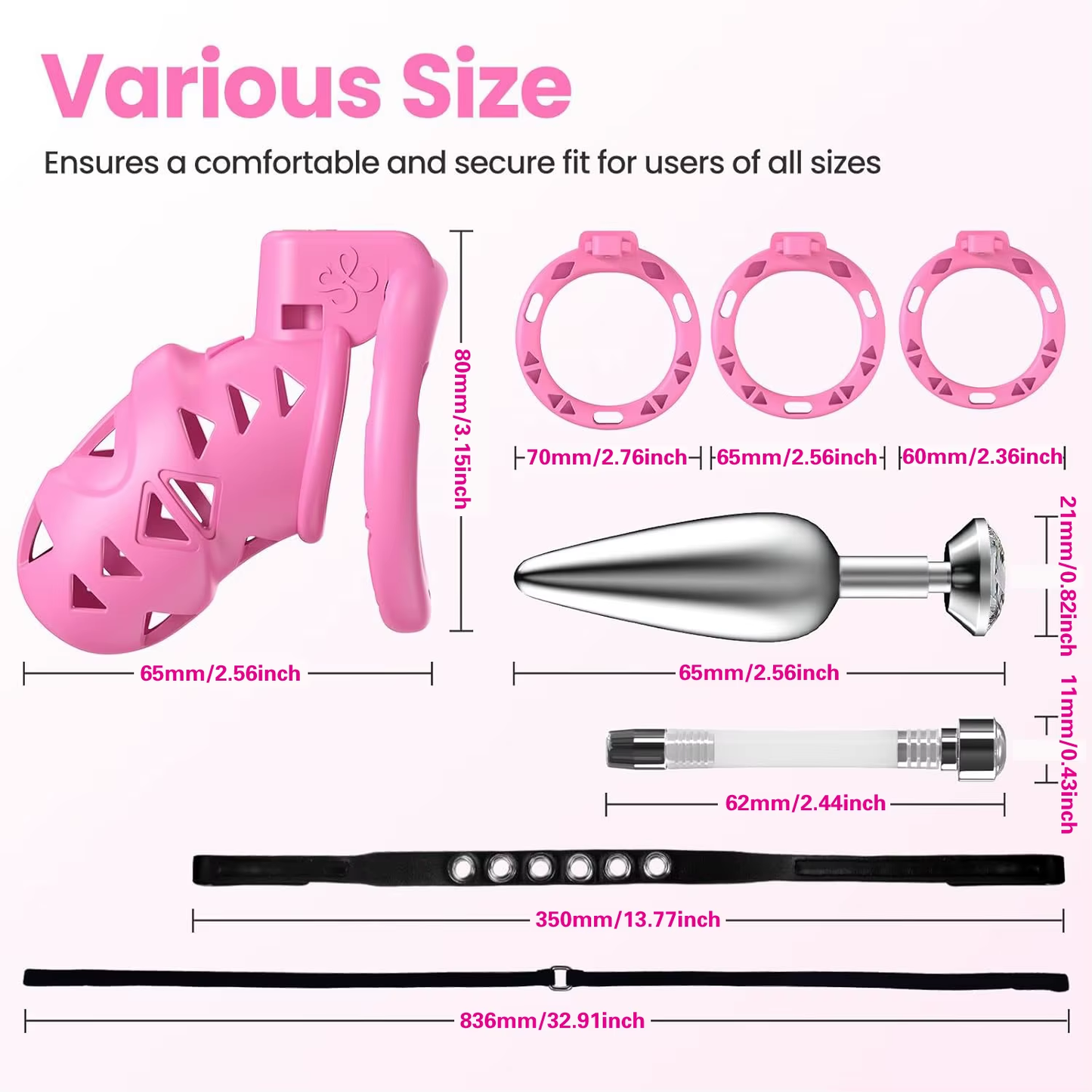 Pink Rattler Chastity Cage with Anal Plug 3