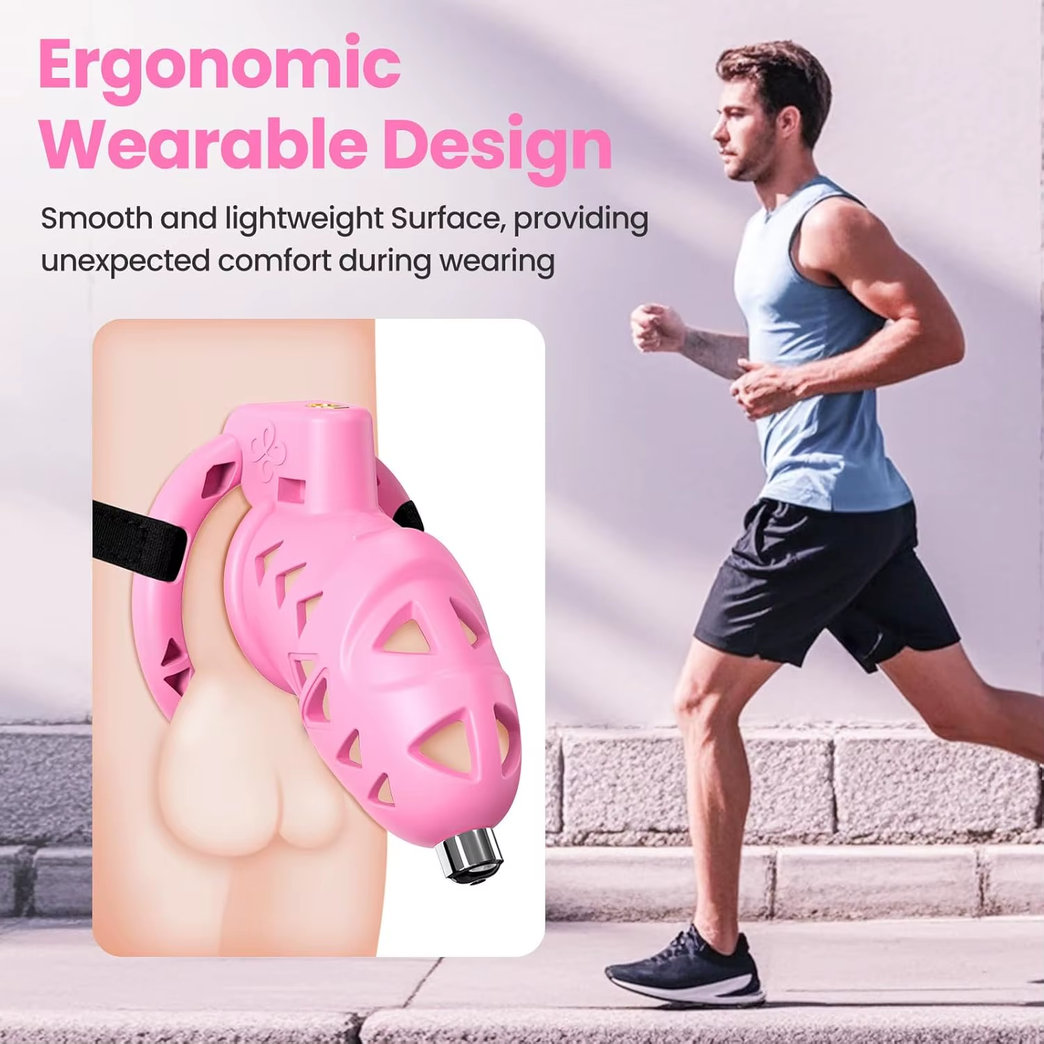 Pink Rattler Chastity Cage with Anal Plug 5