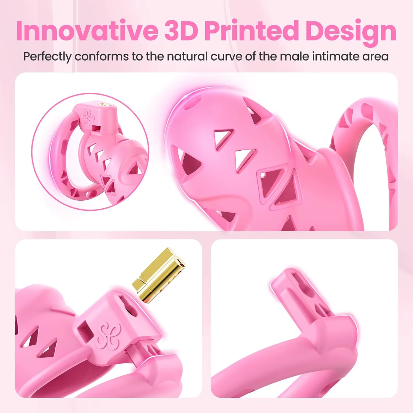 Pink Rattler Chastity Cage with Anal Plug 4