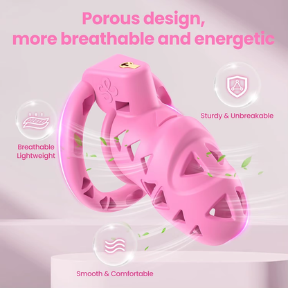 Pink Rattler Chastity Cage with Anal Plug 1