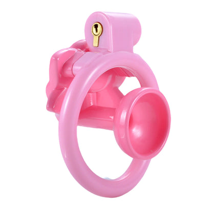 Pink skull negative chastity cage rear view