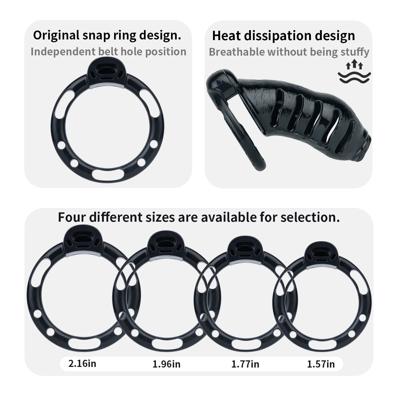 Premium Resin Cock Cage with 4 Interchangeable Rings
