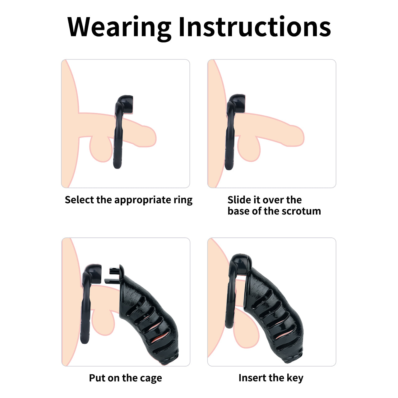 Premium Resin Cock Cage with 4 Interchangeable Rings