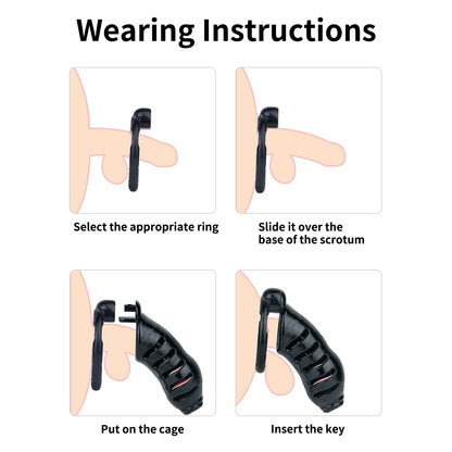Premium Resin Cock Cage with 4 Interchangeable Rings