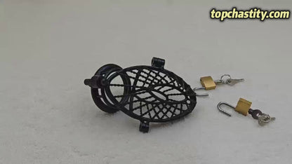 Black Mesh Metal Male Chastity Cage