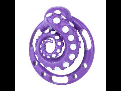 Tentacle Twist Chastity Cage assembly and purple and pink belt configurations