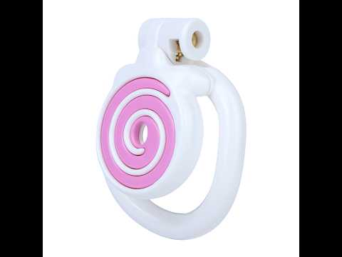 Candy Heart Flat Chastity Cage assembly and pink and blue belt configurations