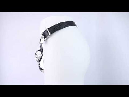 Horror Skull Metal Chastity Cage with Belt rotating product view