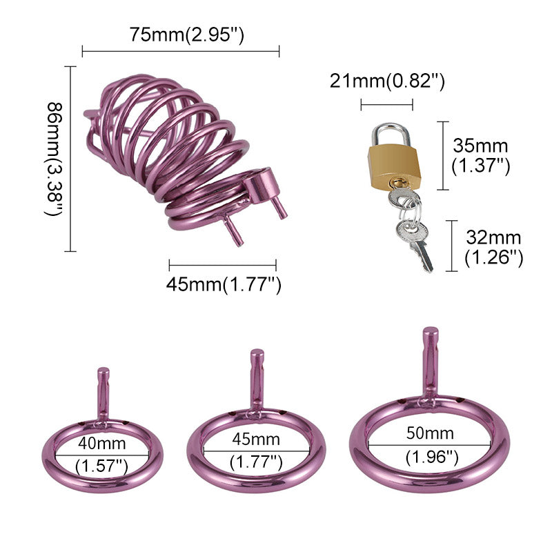 Metal Purple Chastity Cage
