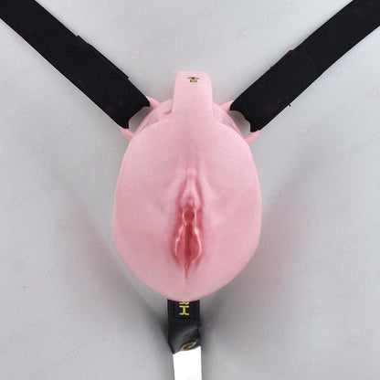 Pussy Chastity Cage With Wearable Butt Plug