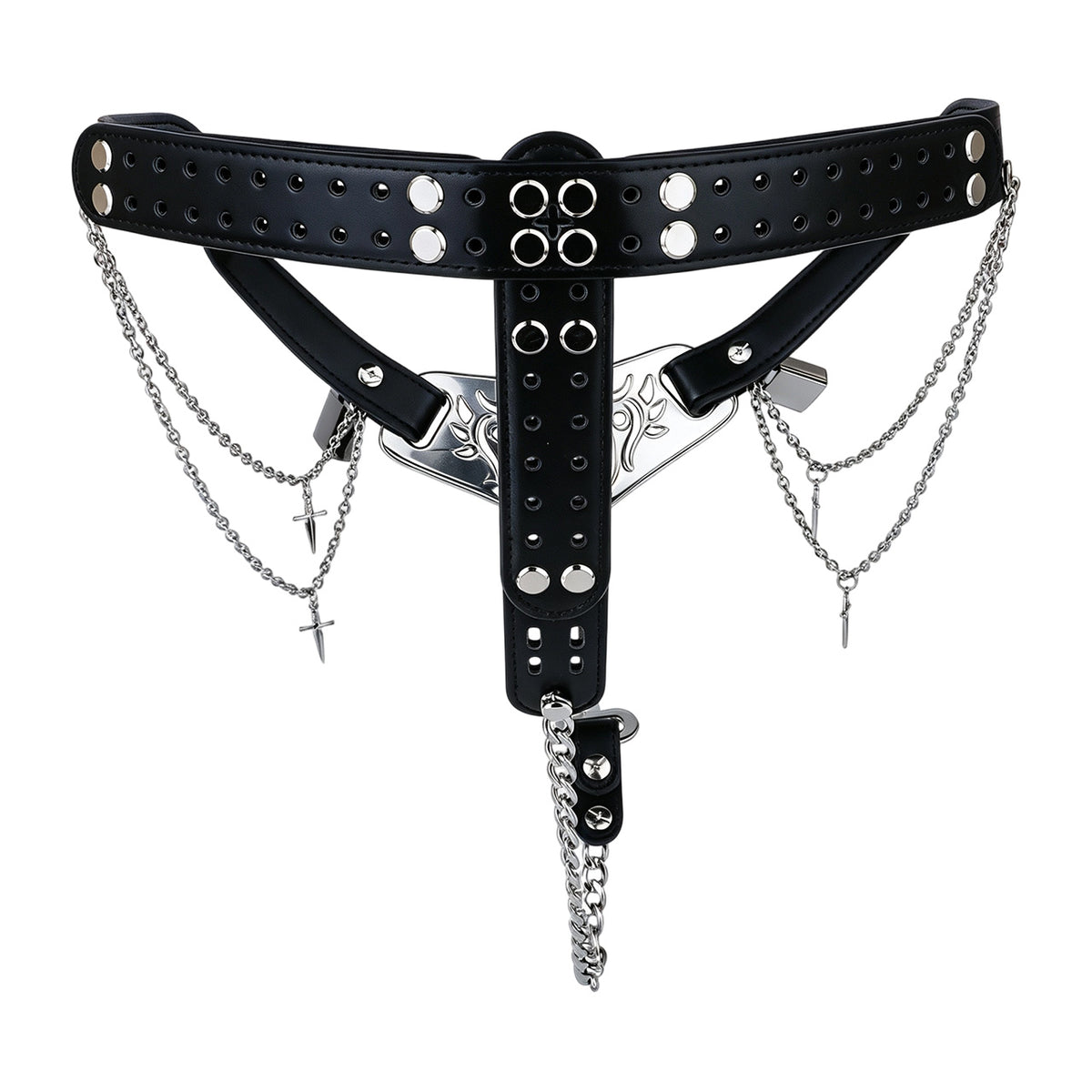 Qiling Metal Chastity Pants with Chains rear straps and chains