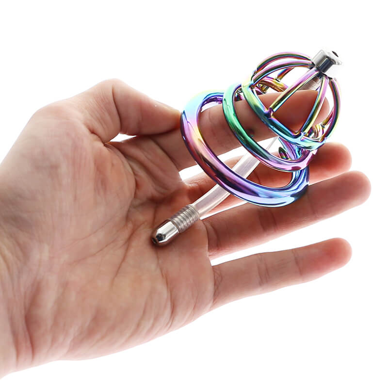 Rainbow Cock Cage With Urethral Catheter