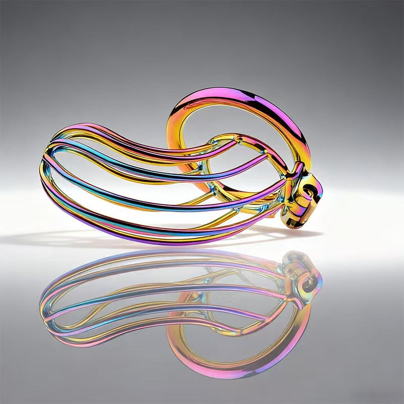 Rainbow Long Banana Chastity Cage 5
