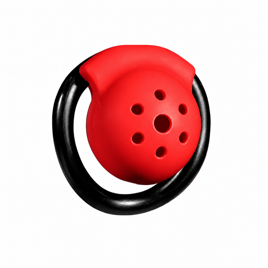 Red Black Pot Lid Chastity Cage