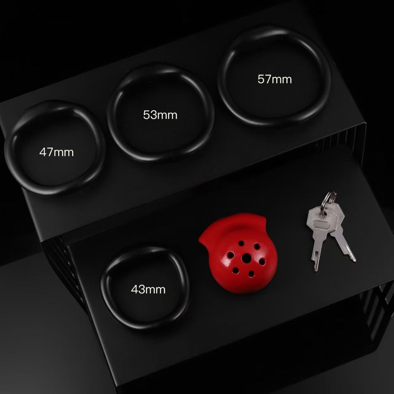 Red Black Pot Lid Chastity Cage