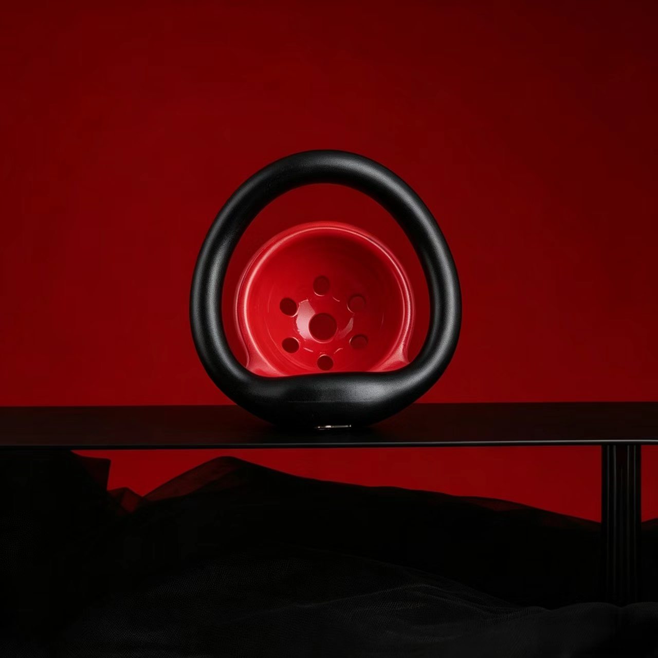 Red Black Pot Lid Chastity Cage
